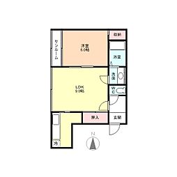 ヴェルニ 1LDKの間取図画像
