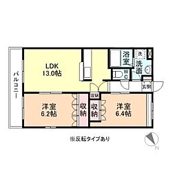 Greenwind大久保 2LDKの間取図画像