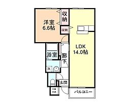 ヴェスト・ベルクA 1LDKの間取図画像