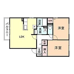 サザン・クロスB 2LDKの間取図画像