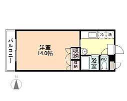 シャルマン布瀬 1Kの間取図画像