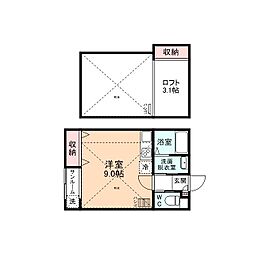 FirstSquareB ワンルームの間取図画像