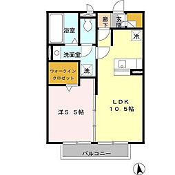ルーラル諏訪　B棟 2階1LDKの間取り