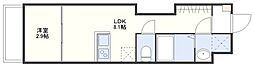 オアシス栄田 2階1LDKの間取り