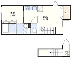 マロンソフィア 2階1LDKの間取り