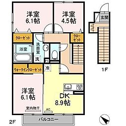 イストワールFIII 2階3DKの間取り