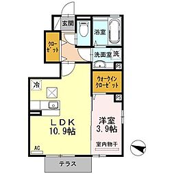 ウィット植松 1階1LDKの間取り
