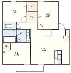 フレシール 3LDKの間取図画像