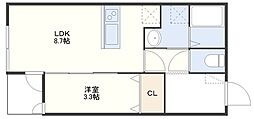 BRAVAS  onibashi 1LDKの間取図画像