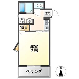 DWELL GOKENYA 3階1Kの間取り