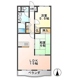 サニーコート 2LDKの間取図画像