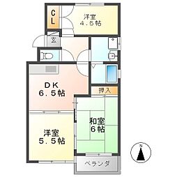 プリムローズマキB 3DKの間取図画像