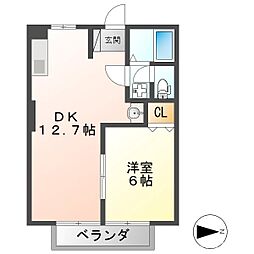 フローラA 1LDKの間取図画像