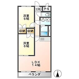 はばコーポ 2LDKの間取図画像