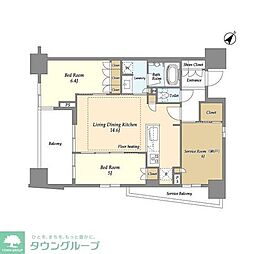 京急本線 横須賀中央駅 徒歩4分の賃貸マンション 10階2SLDKの間取り