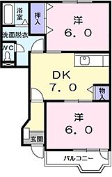 ア・ラ・モード 2DKの間取図画像