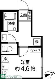 T's Cuore三ツ境II ワンルームの間取図画像