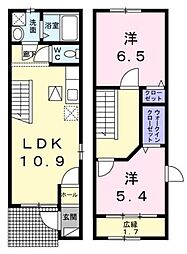 ソラーレ三ツ境 2LDKの間取図画像
