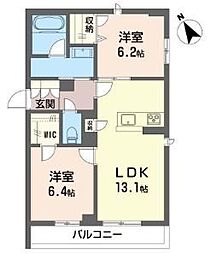 藤沢市善行6丁目マンション 2LDKの間取図画像