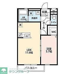 Clair相沢 1LDKの間取図画像