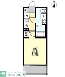 ベイルーム六会日大前 1Kの間取図画像