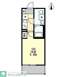 ベイルーム六会日大前 1Kの間取図画像
