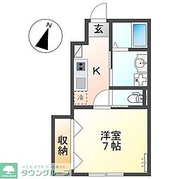 エクレール 1Kの間取図画像