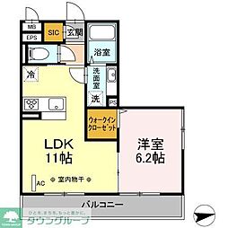 ベルメゾン二俣川 1LDKの間取図画像