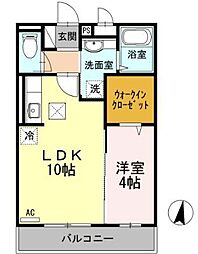 プレヴェール南林間 1LDKの間取図画像