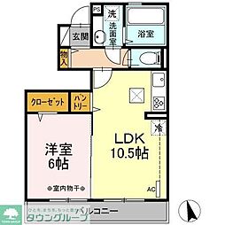 サニーサイド1 1LDKの間取図画像