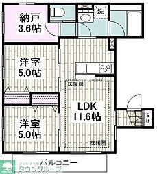 茅ヶ崎市共恵1丁目マンション 2SLDKの間取図画像