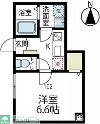 ビジュ 1Kの間取図画像