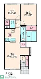 綾瀬市大上4丁目アパート 2LDKの間取図画像