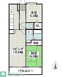 サニーコーポ1 2LDKの間取図画像