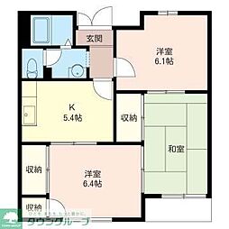 ホワイトヒルズ 3Kの間取図画像
