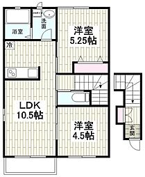 ラルジュ湘南台A 2LDKの間取図画像