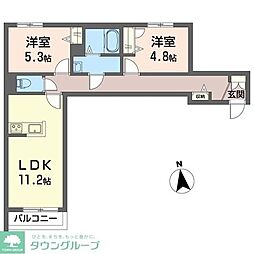 ボヌール 2LDKの間取図画像