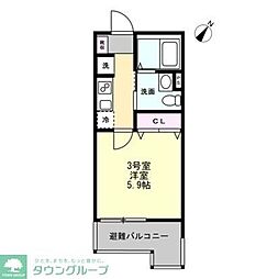 MIRAIS南万騎が原 1Kの間取図画像