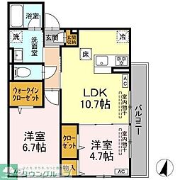 ケルサス湘南台 2LDKの間取図画像