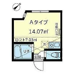 JR東海道本線 大船駅 徒歩7分の賃貸アパート 1階ワンルームの間取り