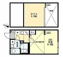 横浜市営地下鉄ブルーライン 湘南台駅 徒歩11分の賃貸アパート 1階1Kの間取り