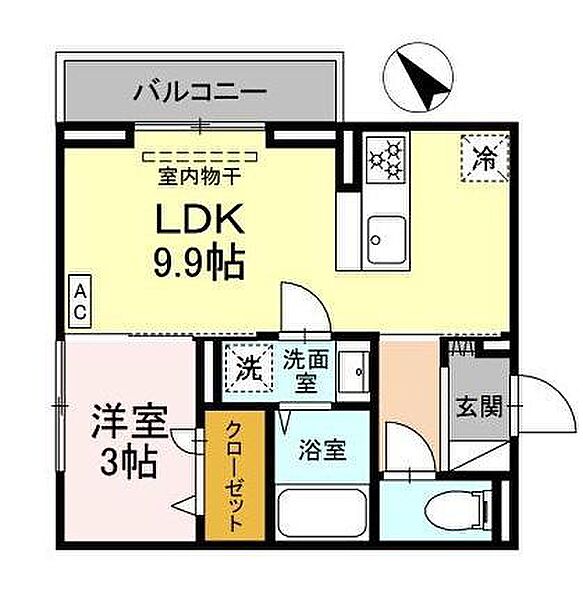 新築レグルスI 304｜広島県東広島市西条中央一丁目(賃貸アパート1LDK・3階・32.79㎡)の写真 その2