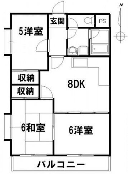 丸ビル 211｜広島県東広島市西条町西条東(賃貸マンション3DK・2階・56.70㎡)の写真 その2