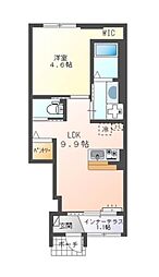 新築　イーストヒルズI 1階1LDKの間取り
