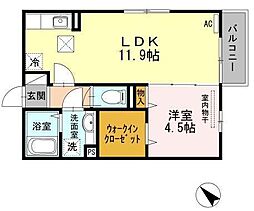 ヒルサイドテラス 1階1LDKの間取り