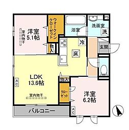 新築Ｗｉｓｔｅｒｉａ寺家 101 1階2LDKの間取り