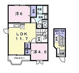 ミントハウス　Ａ 2階2LDKの間取り