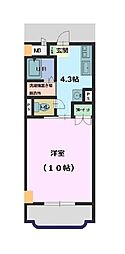 クマオマンション 4階1Kの間取り
