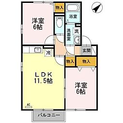 グランコートE 2LDKの間取図画像