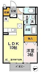 クレールレセンテB 1LDKの間取図画像